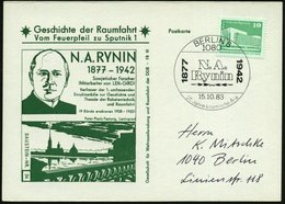 1983 (15.10.) 1080 BERLIN 8, Sonderstempel: N. A. Rynin, 1877 1942... , Passende Sonderkarte: N. A. Rynin.. Theoretiker  - Autres & Non Classés