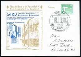 1983 (31.10.) 1080 BERLIN 8, Sonderstempel: GIRD (1931).. (2 Raketen), Passende Sonderkarte: GIRD, Raketen-Forschungsins - Other & Unclassified