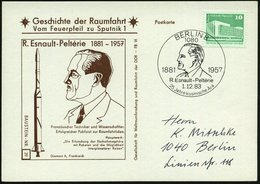 1983 (1.12.) 1080 BERLIN 8, Sonderstempel: R. Esnault-Pelterie, 1881 1957..  (Brustbild), Passende Sonderkarte: R. Esnau - Other & Unclassified