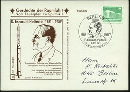 1983 (1.12.) 1080 BERLIN 8, Sonderstempel: R. Esnault-Pelterie, 1881 1957..  (Brustbild), Passende Sonderkarte: R. Esnau - Andere & Zonder Classificatie