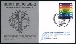 1970 (25.6.) 8501 FEUCHT, Sonderstempel: HOG, INTERNAT. FÖRDERKREIS HERMANN OBERTH (US Mondauto) + Nebenstempel: MIT RAK - Autres & Non Classés