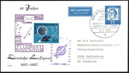 1962 (18.2.) 1 BERLIN FLUGHAFEN TEGEL, HANS GRADE.. (Grade-Eindecker) Auf PP 15 Pf. Luther: 50 Jahre Deutsche Luftpost.. - Other & Unclassified