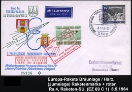 1964 (8.5.) 3389 BRAUNLAGE, Sonderstempel: JUMELAGE PHILATELIQUE HANOVRE - PERPIGNAN + Raketenmarke ZR - RAKETE PERPIGNA - Altri & Non Classificati