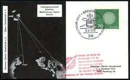 1970 (6.6.) 28 BREMEN, Sonderstempel: HOG, OLBERS-GESELLSCHAFT, ARGE SATELLITEN-BEOBACHTUNGSSTATION (Satellit) + Roter N - Sonstige & Ohne Zuordnung