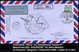 1981 (21.3.) JUGOSLAWIEN, Sonderstempel: KALINOVIK, IKARUS'81 MARKDORF, BADEN 1(sowjet. Kosmonaut) + Blaues Label: RAKET - Autres & Non Classés