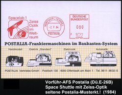 1984 (2.7.) Köln, Absender-Freistempel: VORFÜHRSTEMPEL POSTALIA: Spacelab 1, Zeiss Optik Im Weltraum (Space-Shuttle Mit  - Autres & Non Classés