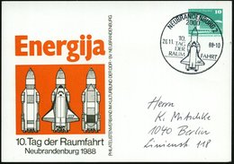 1988 (26.11.) 2000 NEUBRANDENBURG 2, PP 10 Pf. PdR., Grün: Energija, 10 Tag Der Raumfahrt = Sowjet. Raumshuttle "Buran"  - Other & Unclassified