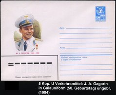 1984 UdSSR, 5 Kop. Ganzsachen-Umschlag, Blau.: Jury A. Gagarin 1934 - 1968 (in Luftwaffen-Uniform) Ungebr. - Sowjetische - Autres & Non Classés