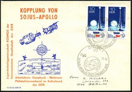 1975 (17.7.) 50 Erfurt 1, Sonderstempel: SOJUS-APOLLO-TEST-PROJEKT 1975 (Logo) Auf Paar 10 Pf. "Tage Der Wissenschaft U. - Andere & Zonder Classificatie