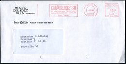 1988 (7.10.) 5000 KÖLN 1, Seltener Absender-Freistempel: GAUKLER'86, 11. Internat. Pantomimen-Festival.., (unten Gelocht - Autres & Non Classés