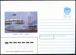 1990 UdSSR, 5 Kop. Ganzsachen-Umschlag, Blau: Taschkent, Moderner Zirkusbau (u. Brunnen), Ungebr. - Zirkus & Varieé / Ci - Andere & Zonder Classificatie