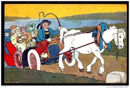 CPA ANCIENNE FRANCE- CHEVAUX- HUMOUR- CHEVAL TIRANT UNE AUTOMOBILE EN PANNE- - Horses