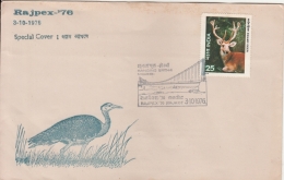 India  1976   Birds  Web Footed Goose  Hanging Bridge  RAJPEX  Morbi  Cover   #  11859   D Inde - Albatros