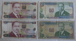 4 Billet De Banque Du Kenia 10 & 50 Shilingi. - Kenia