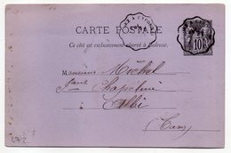1885--entier Carte Postale  SAGE 10c Noir -cachet Ambulant "  Rodez à Capdenac "- Albi --Tarn - Standard Postcards & Stamped On Demand (before 1995)