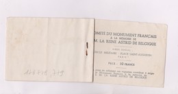 PETIT CARNET AVEC 4 VIGNETTES REINE ASTRID DE BELGIQUE (comite Des Monuments Francais) - Autres & Non Classés