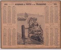 Almanach Des Postes Et Telegraphes 1912 Elegantes Retour De Visite Au Yacht Illustré Signé Chien Canot Enfant - Big : 1921-40