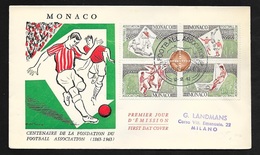 2 Lettres Premier Jour Monaco 12/121963 Circulée à Milan Bloc N°624 à 627 & 628 à 631 Centenaire Football Association TB - Oblitérés