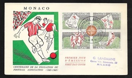 2 Lettres Premier Jour Monaco 12/121963 Circulée à Milan Bloc N°624 à 627 & 628 à 631 Centenaire Football Association TB - Gebruikt