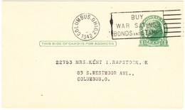1942 1c. Ganzsachenkarte Aus Columbus Ohio, Rückseitig Reklame Tankstellenshop - 1941-60