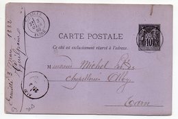 1882--entier Carte Postale  SAGE 10c Noir -cachet ECUEILLE-Indre  Et  ALBI--Tarn - Standard Postcards & Stamped On Demand (before 1995)