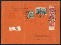 18 GERMANY: Sc.B42/B43, 1932 Set Of 2 Surcharged Values, 3 Examples Of Each Value Franking A Registered Cover From Passa - Gebraucht