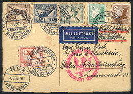 61 GERMANY: Card With Nice Postage Flown From Frankfurt To Berlin On 1/AU/1936 On The Special Zeppelin Flight For The BE - Sonstige & Ohne Zuordnung