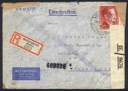 90 GERMANY: Registered Air Mail Cover Sent To Argentina On 24/JUN/1943, Franked By Michel 801 Alone (3RM. Hitler), With  - Other & Unclassified