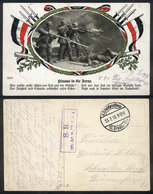 118 GERMANY: Soldiers With Rifles With Bayonet, Used In 1916 With Military Free Frank (Feldpost), VF Quality! - Other & Unclassified