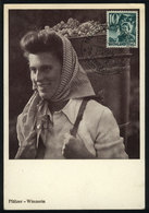 128 GERMANY - FRENCH OCCUPATION - R.PFALZ: Maximum Card Of OC/1949: Woman Carrying Grapes, Wine, With Special Pmk, VF Qu - Andere & Zonder Classificatie