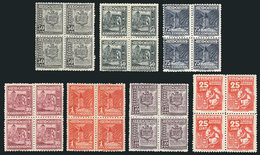 142 SPANISH ANDORRA: Yvert 45/50 + 52, Blocks Of 4, The Bottom Stamps In Each Block Are MNH, Very Fine Quality, Catalog  - Nuovi