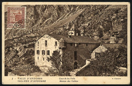 143 SPANISH ANDORRA: Maximum Card Of MAR/1937: Casa De Les Valls, With Stain Spots - Used Stamps