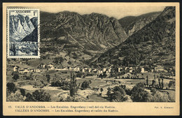 156 FRENCH ANDORRA: Maximum Card Of FE/1955: Escaldes, Engordany And The Madriu Valley, VF Quality - Maximumkarten (MC)