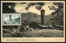 157 FRENCH ANDORRA: Maximum Card Of 15/FE/1955: Roman Church In Sta. Coloma, VF Quality - Cartes-Maximum (CM)