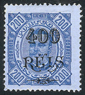 162 ANGOLA: Sc.81a, 1902 400r. On 200r. Perf 13½, Mint Lightly Hinged, Very Fine Quality, Catalog Value US$375 - Angola