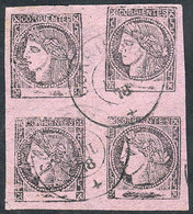 193 ARGENTINA: GJ.15, Dark Lilac, Fantastic Used Block Of 4, Excellent Quality, Rare! - Corrientes (1856-1880)