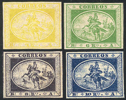 195 ARGENTINA: GJ.1/4, 1857 Gauchitos, Complete Set Of 4 Values, Mint With Full Original Gum And Light Hinge Marks, Exce - Buenos Aires (1858-1864)