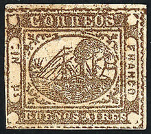 198 ARGENTINA: GJ.10, IN Ps. Yellowish Dun, Type 6 On The Kneitschel Reconstruction, Mint, With Top Sheet Margin (very R - Buenos Aires (1858-1864)