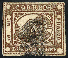 199 ARGENTINA: GJ.10A, IN Ps. Light Dun, Type 30 On The Kneitschel Reconstruction, With Ponchito Cancel, 4 Complete And  - Buenos Aires (1858-1864)