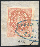 228 ARGENTINA: GJ.7A, 5c. Salmon-rose, On Fragment Used In Rosario, VF Quality! - Ongebruikt