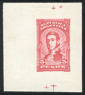 293 ARGENTINA: Die Essay Of An Unadopted Design For The 1910 Revolution Centenary Issue, 5P. San Martín, Printed In Carm - Sonstige & Ohne Zuordnung