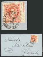 311 ARGENTINA: GJ.38, 5c. Rivadavia, Sheet Margin With Printer Imprint, Franking An Entire Letter Sent To Córdoba On 16/ - Altri & Non Classificati