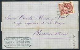 317 ARGENTINA: Folded Cover Franked By GJ.49, Cancelled C. DEL URUGUAY - 15/Feb/1878, And Buenos Aires Arrival Handstamp - Autres & Non Classés