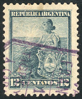 353 ARGENTINA: GJ.225, 12c. Liberty With Extremely Rare Cancel Of RIVER STEAMER (Estafeta Ambulante Fluvial), Excellent! - Other & Unclassified