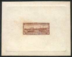 355 ARGENTINA: GJ.273, 1902 Port Of Rosario (ships, Sailing Boats), Die Proof In Chestnut Printed On Card With Glazed Fr - Altri & Non Classificati