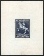 360 ARGENTINA: Circa 1910, Die Essay Of An Unadopted Design, 10c. Statue Of San Martín, Engraved In Violet-blue On Card  - Altri & Non Classificati