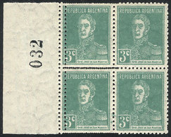 378 ARGENTINA: GJ.597, Block Of 4, The Left Stamps With DOUBLE PERFORATION, Spectacular! - Altri & Non Classificati