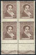 386 ARGENTINA: GJ.774, Block Of 4 With VARIETY: Very Shifted Perforation, Very Nice! - Other & Unclassified