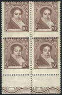 386 ARGENTINA: GJ.774, Block Of 4 With VARIETY: Very Shifted Perforation, Very Nice! - Altri & Non Classificati