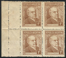 392 ARGENTINA: GJ.803, Block Of 4 With Variety: DOUBLE PERFORATION At Left, Producing 2 Small Labels, Very Nice! - Other & Unclassified